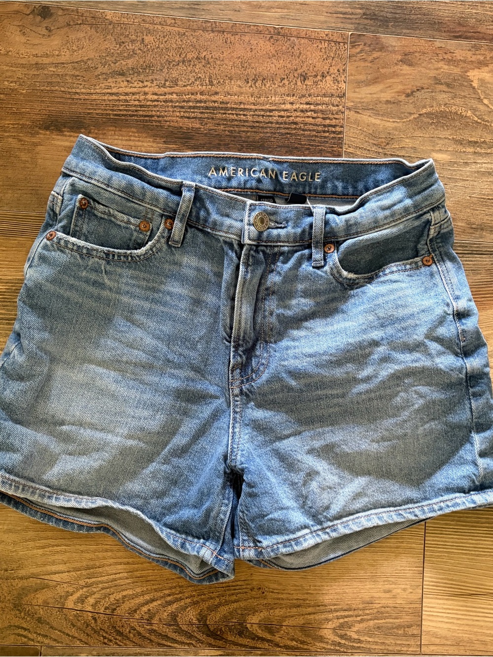 American Eagle Outfitters Light Wash Denim High-Rise Shorts